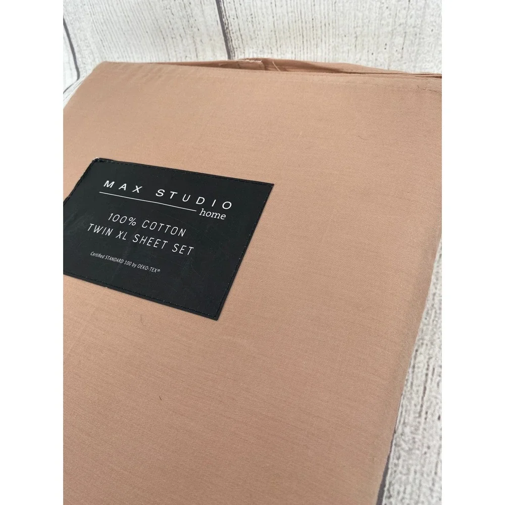 Max Studio Home Sheet Set Twin XL Clay Pink 100% Cotton 3pc Deep Pocket Soft